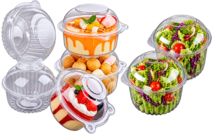 Clear Disposable Food & Salad Containers with Dome Lids