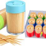 Natural Wooden Toothpicks with Dispenser